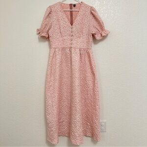 NWOT Womens Pink Formal Dress with Puff Sleeve